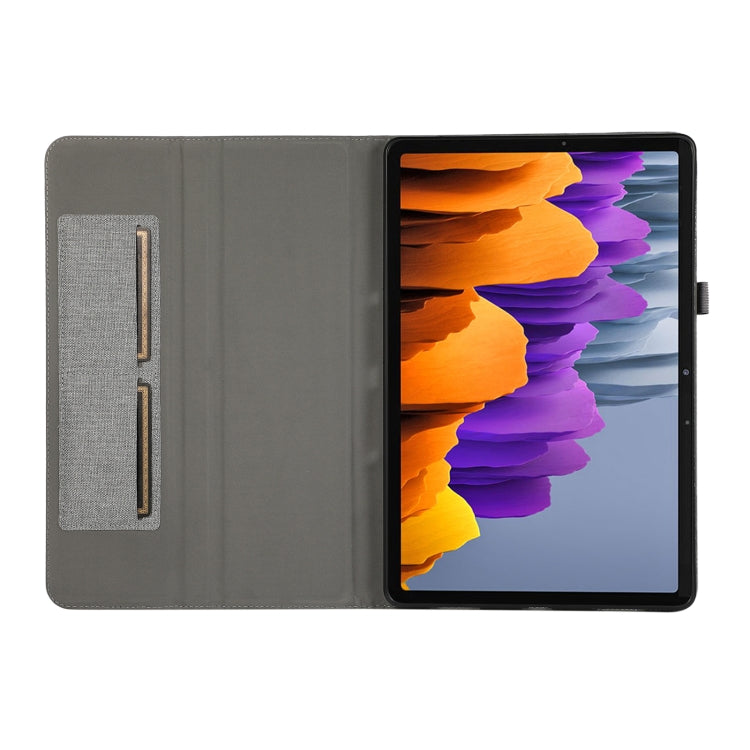 For Samsung Galaxy Tab S9 Horizontal Flip TPU + Fabric PU Leather Tablet Case(Grey) - Galaxy Tab S9 Cases by buy2fix | Online Shopping UK | buy2fix