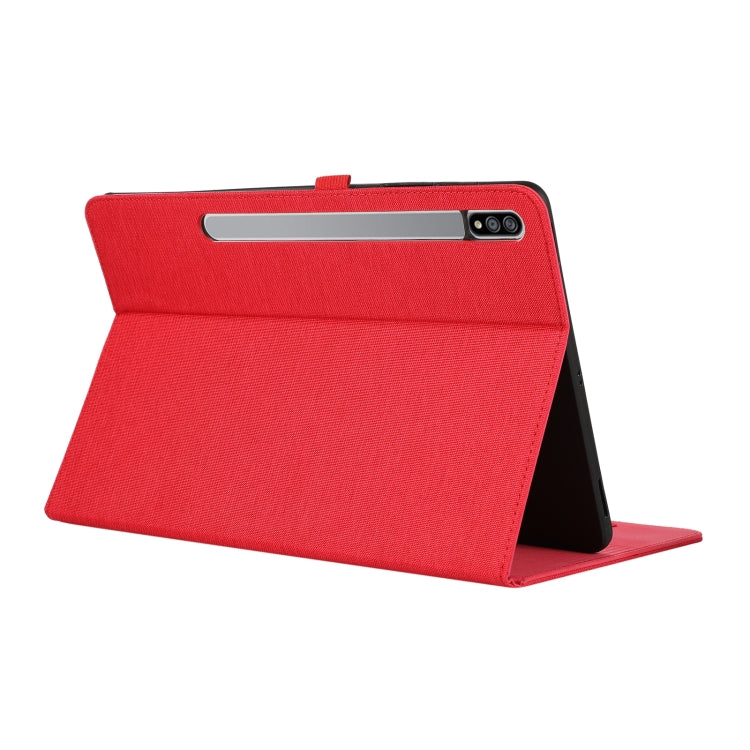 For Samsung Galaxy Tab S9+ Horizontal Flip TPU + Fabric PU Leather Tablet Case(Red) - Galaxy Tab S9+ Cases by buy2fix | Online Shopping UK | buy2fix