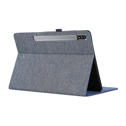 For Samsung Galaxy Tab S9 Ultra Horizontal Flip TPU + Fabric PU Leather Tablet Case(Dark Blue) - Galaxy Tab S9 Ultra Cases by buy2fix | Online Shopping UK | buy2fix