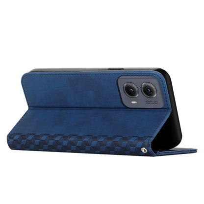 For Motorola Edge 2024 Diamond Splicing Skin Feel Magnetic Leather Phone Case(Blue) - Motorola Cases by buy2fix | Online Shopping UK | buy2fix