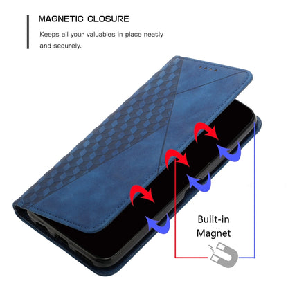 For Motorola Edge 2024 Diamond Splicing Skin Feel Magnetic Leather Phone Case(Blue) - Motorola Cases by buy2fix | Online Shopping UK | buy2fix