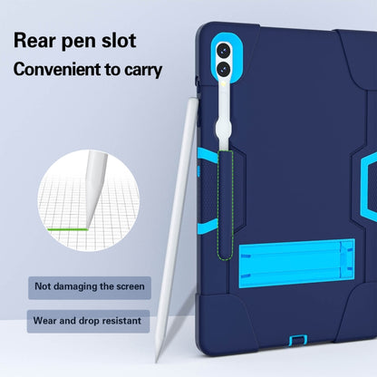 For Samsung Galaxy Tab S9+ Contrast Color Silicone PC Tablet Case with Holder(Navy Blue + Blue) - Galaxy Tab S9+ Cases by buy2fix | Online Shopping UK | buy2fix