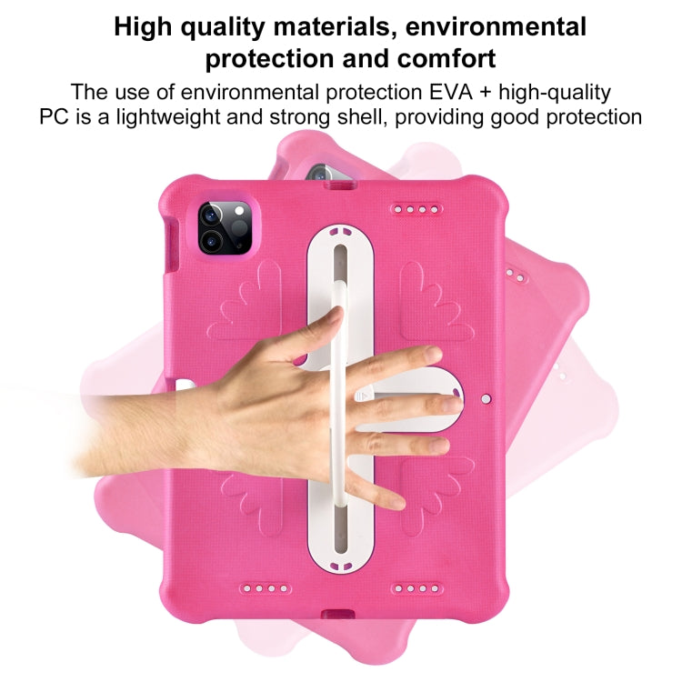 For iPad Pro 11 2024 Shield 360 Rotation Handle EVA Shockproof PC Tablet Case(Rose Red Beige) - iPad Pro 11 2024 Cases by buy2fix | Online Shopping UK | buy2fix