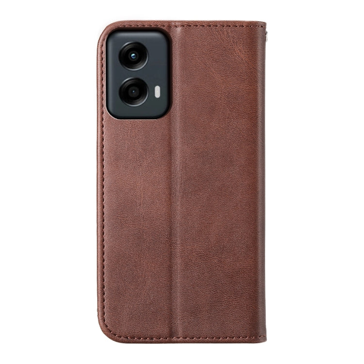 For Motorola Moto G Stylus 5G 2024 Cubic Grid Calf Texture Magnetic Leather Phone Case(Brown) - Motorola Cases by buy2fix | Online Shopping UK | buy2fix