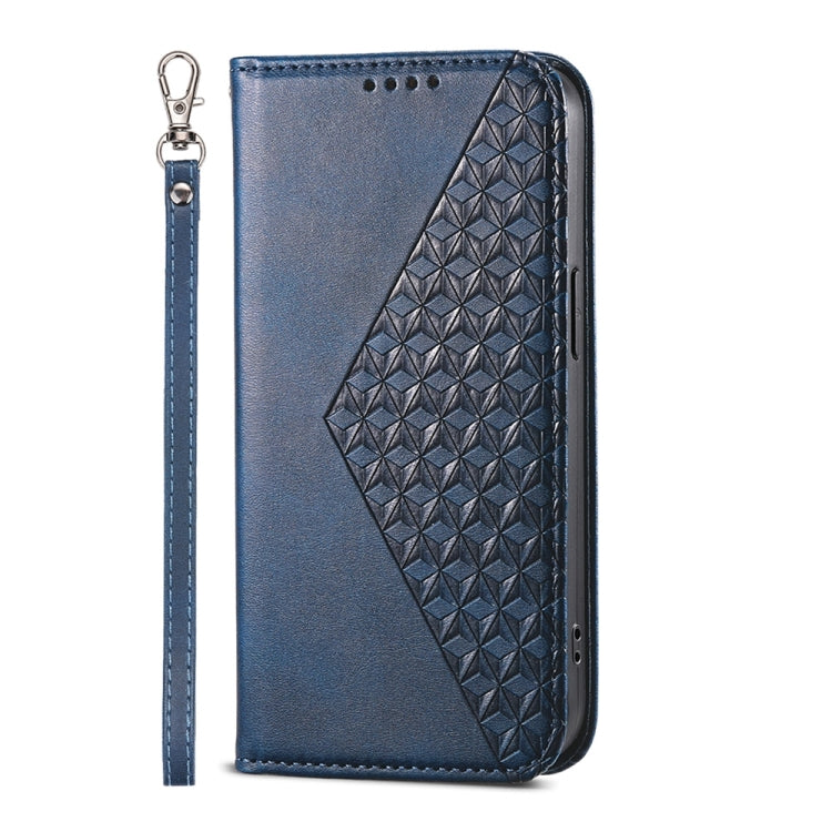 For Motorola Moto G Stylus 5G 2024 Cubic Grid Calf Texture Magnetic Leather Phone Case(Blue) - Motorola Cases by buy2fix | Online Shopping UK | buy2fix