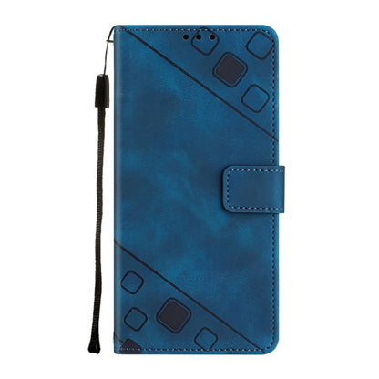 For Google Pixel 9 / 9 Pro Skin-feel Embossed Leather Phone Case(Blue) - Google Cases by buy2fix | Online Shopping UK | buy2fix