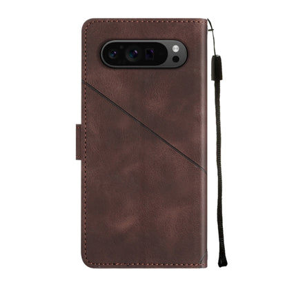 For Google Pixel 9 Pro XL Skin-feel Embossed Leather Phone Case(Brown) - Google Cases by buy2fix | Online Shopping UK | buy2fix