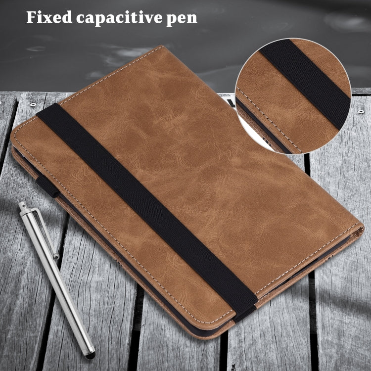 For Lenovo Tab M11 / Xiaoxin Pad 11 2024 Solid Color Stripe Embossed Leather Tablet Case(Brown) - Lenovo by buy2fix | Online Shopping UK | buy2fix