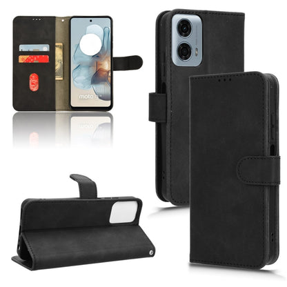 For Motorola Moto G Power 5G 2024 Skin Feel Magnetic Flip Leather Phone Case(Black) - Motorola Cases by buy2fix | Online Shopping UK | buy2fix