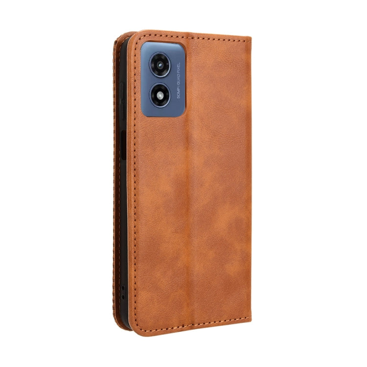 For Motorola Moto G Play 4G 2024 Magnetic Buckle Retro Texture Leather Phone Case(Brown) - Motorola Cases by buy2fix | Online Shopping UK | buy2fix