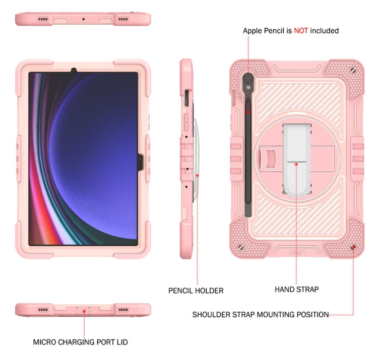 For Samsung Galaxy Tab S9 360 Degree Rotation PC Contrast Silicone Tablet Case(Rose Gold) - Galaxy Tab S9 Cases by buy2fix | Online Shopping UK | buy2fix