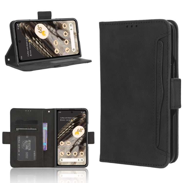 For Google Pixel Fold Skin Feel Calf Texture Card Slots Leather Phone Case(Black) - Google Cases by buy2fix | Online Shopping UK | buy2fix