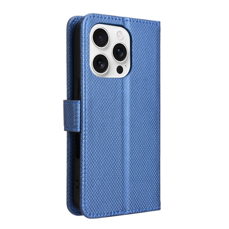 For iPhone 16 Pro Max Diamond Texture Leather Phone Case(Blue) - iPhone 16 Pro Max Cases by buy2fix | Online Shopping UK | buy2fix