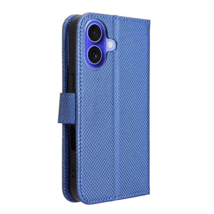 For iPhone 16 Plus Diamond Texture Leather Phone Case(Blue) - iPhone 16 Plus Cases by buy2fix | Online Shopping UK | buy2fix