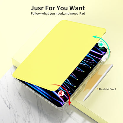 For iPad Pro 11 2024 360 Rotation Detachable Clear Acrylic Leather Tablet Case(Yellow) - iPad Pro 11 2024 Cases by buy2fix | Online Shopping UK | buy2fix