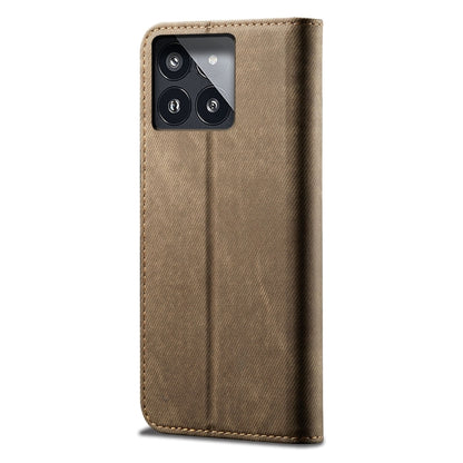 For Xiaomi Redmi K70/K70 Pro Denim Texture Casual Style Horizontal Flip Leather Case(Khaki) - K70 Pro Cases by buy2fix | Online Shopping UK | buy2fix