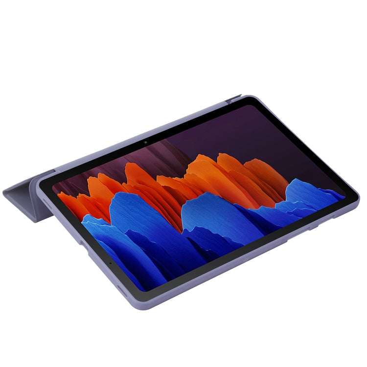 For Samsung Galaxy Tab S9+ 3-Fold Holder Silicone Leather Tablet Case(Purple) - Galaxy Tab S9+ Cases by buy2fix | Online Shopping UK | buy2fix