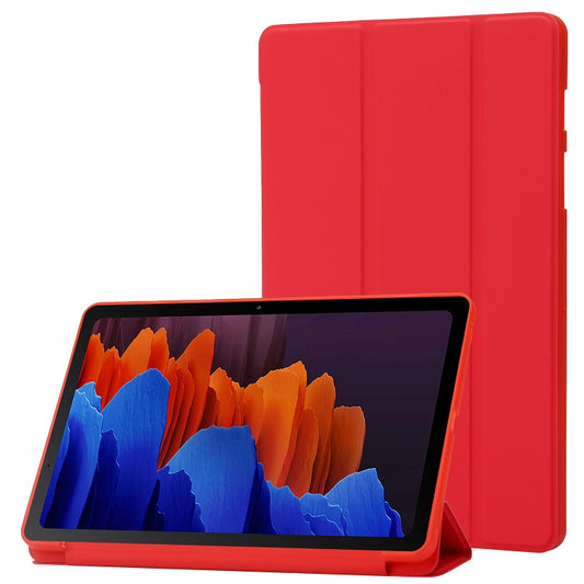 For Samsung Galaxy Tab S9 3-Fold Holder Silicone Leather Tablet Case(Red) - Galaxy Tab S9 Cases by buy2fix | Online Shopping UK | buy2fix