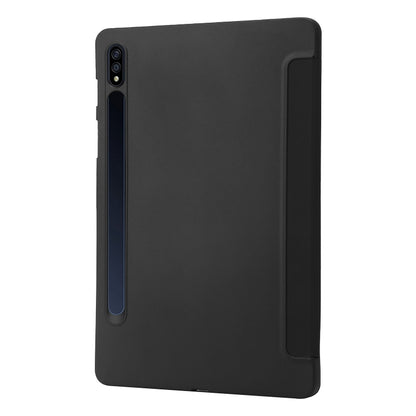 For Samsung Galaxy Tab S9 3-Fold Holder Silicone Leather Tablet Case(Black) - Galaxy Tab S9 Cases by buy2fix | Online Shopping UK | buy2fix