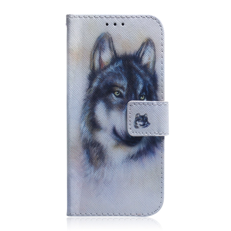 For Motorola Moto G Play 4G 2024 Coloured Drawing Flip Leather Phone Case(White Wolf) - Motorola Cases by buy2fix | Online Shopping UK | buy2fix