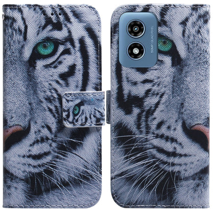 For Motorola Moto G Play 4G 2024 Coloured Drawing Flip Leather Phone Case(Tiger) - Motorola Cases by buy2fix | Online Shopping UK | buy2fix