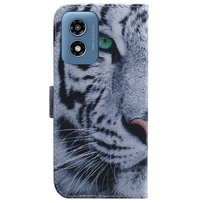 For Motorola Moto G Play 4G 2024 Coloured Drawing Flip Leather Phone Case(Tiger) - Motorola Cases by buy2fix | Online Shopping UK | buy2fix