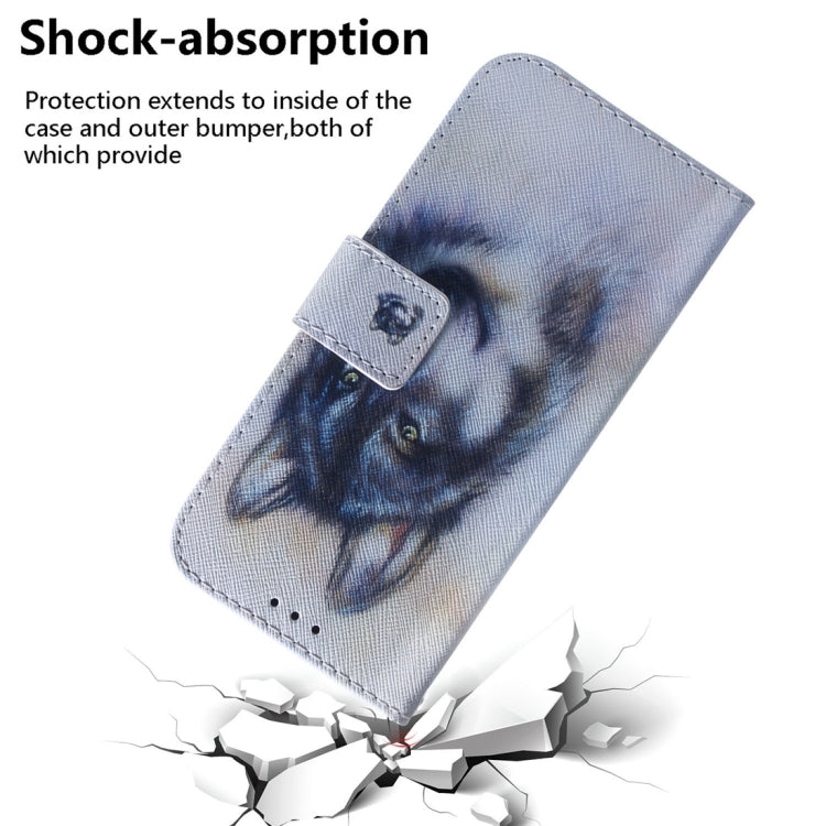 For Motorola Edge 2024 Coloured Drawing Flip Leather Phone Case(White Wolf) - Motorola Cases by buy2fix | Online Shopping UK | buy2fix