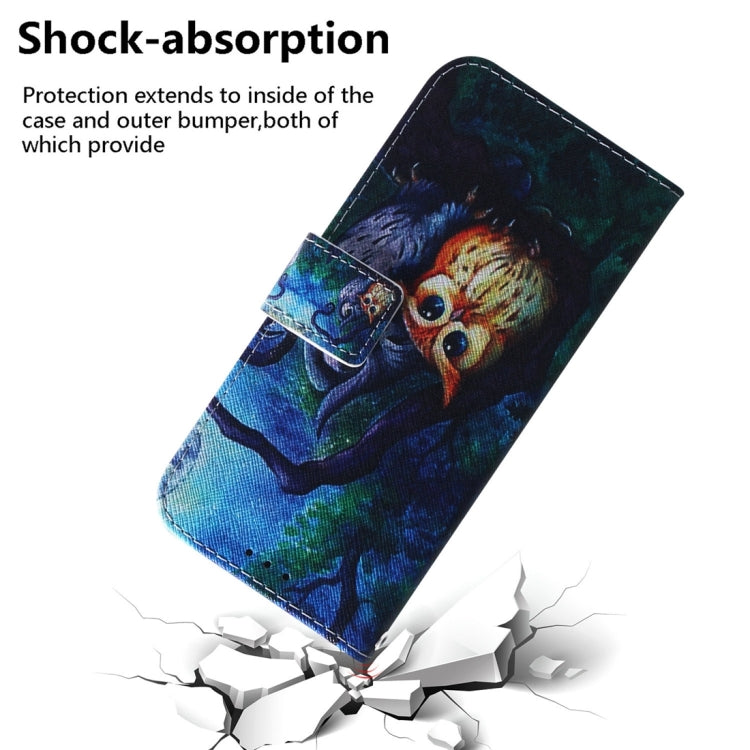 For Motorola Edge 2024 Coloured Drawing Flip Leather Phone Case(Oil Painting Owl) - Motorola Cases by buy2fix | Online Shopping UK | buy2fix