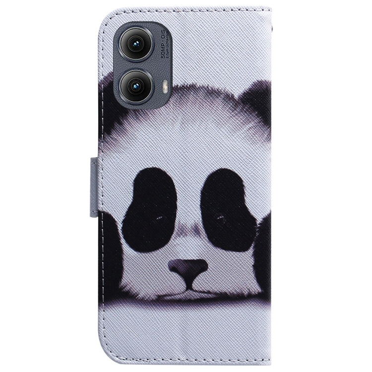 For Motorola Edge 2024 Coloured Drawing Flip Leather Phone Case(Panda) - Motorola Cases by buy2fix | Online Shopping UK | buy2fix