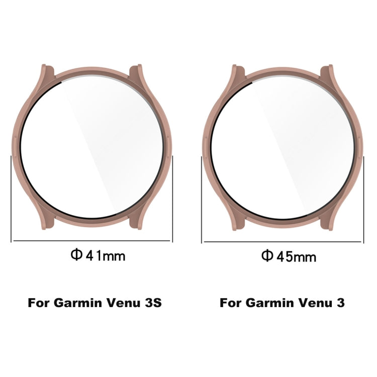 For Garmin Venu 3S PC + Tempered Glass Film Integrated Watch Case(Black) - Watch Cases by buy2fix | Online Shopping UK | buy2fix