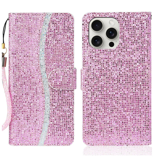 For iPhone 16 Pro Max Glitter Powder Filp Leather Phone Case(Pink) - iPhone 16 Pro Max Cases by buy2fix | Online Shopping UK | buy2fix