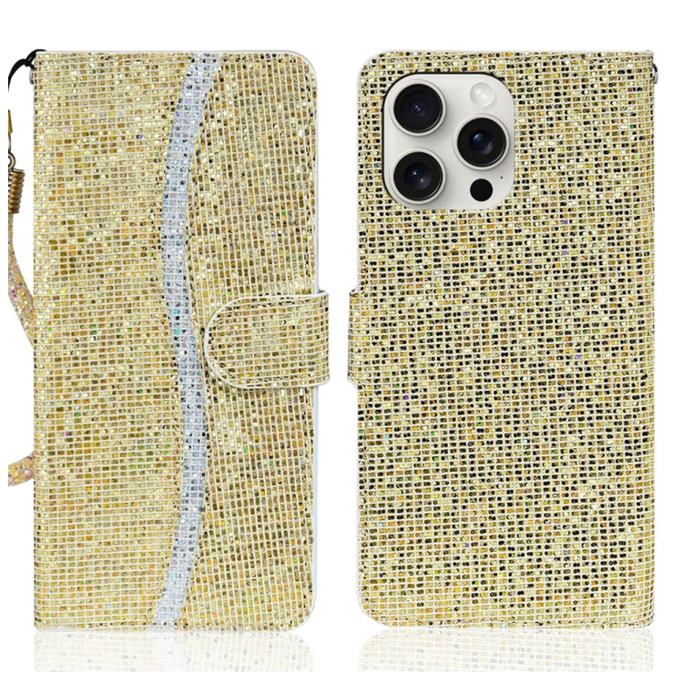 For iPhone 16 Pro Max Glitter Powder Filp Leather Phone Case(Gold) - iPhone 16 Pro Max Cases by buy2fix | Online Shopping UK | buy2fix