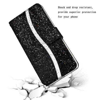 For iPhone 16 Plus Glitter Powder Filp Leather Phone Case(Black) - iPhone 16 Plus Cases by buy2fix | Online Shopping UK | buy2fix