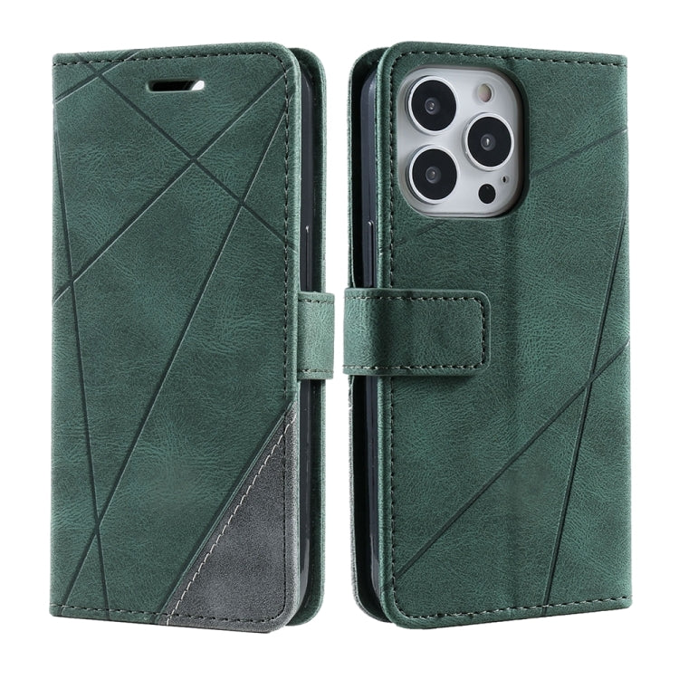 For iPhone 16 Pro Max Skin Feel Splicing Leather Phone Case(Green) - iPhone 16 Pro Max Cases by buy2fix | Online Shopping UK | buy2fix