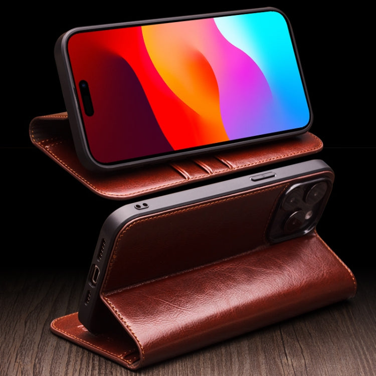 For iPhone 15 QIALINO Classic Genuine Leather Phone Case(Black) - iPhone 15 Cases by QIALINO | Online Shopping UK | buy2fix