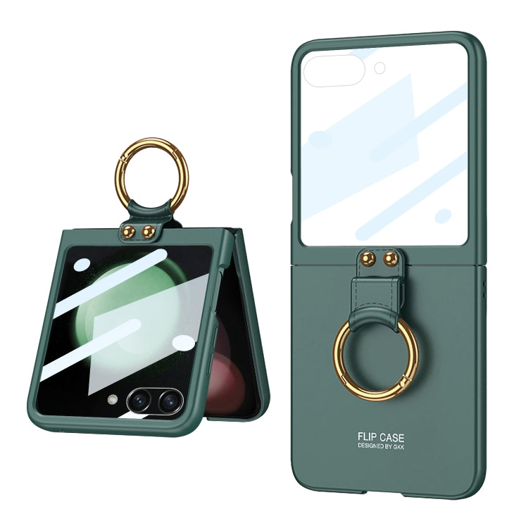 For Samsung Galaxy Z Flip5 GKK Integrated Ultra-thin PC Ring Holder Phone Case(Dark Green) - Galaxy Z Flip5 Cases by GKK | Online Shopping UK | buy2fix