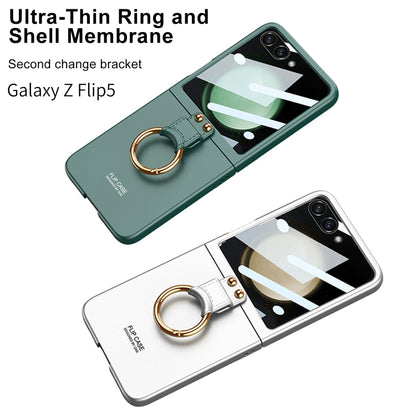 For Samsung Galaxy Z Flip5 GKK Integrated Ultra-thin PC Ring Holder Phone Case(Dark Green) - Galaxy Z Flip5 Cases by GKK | Online Shopping UK | buy2fix