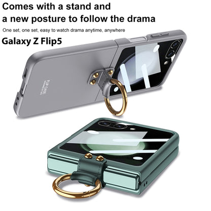 For Samsung Galaxy Z Flip5 GKK Integrated Ultra-thin PC Ring Holder Phone Case(Dark Green) - Galaxy Z Flip5 Cases by GKK | Online Shopping UK | buy2fix