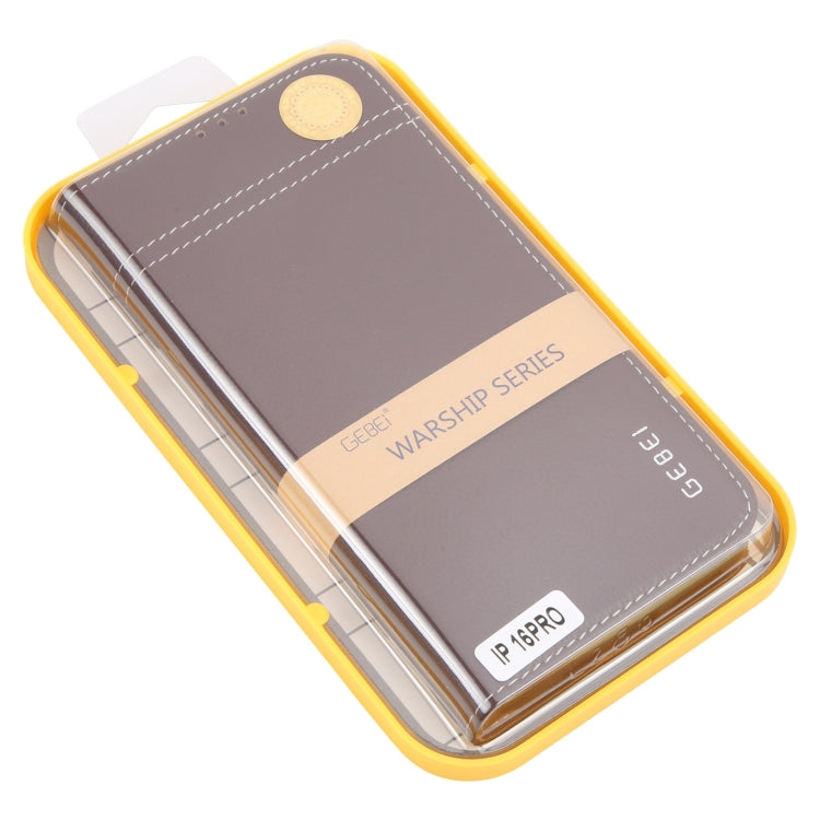 For iPhone 16 Pro GEBEI Top-grain Horizontal Flip Leather Phone Case(Brown) - iPhone 16 Pro Cases by GEBEI | Online Shopping UK | buy2fix