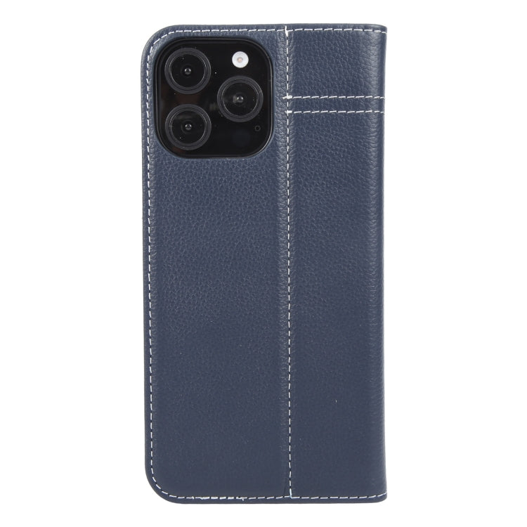 For iPhone 16 Pro Max GEBEI Top-grain Horizontal Flip Leather Phone Case(Blue) - iPhone 16 Pro Max Cases by GEBEI | Online Shopping UK | buy2fix