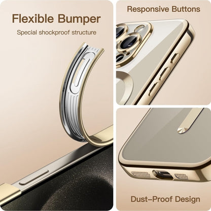 For iPhone 16 Pro Transparent Electroplated Magsafe Magnetic TPU Phone Case(Gold) - iPhone 16 Pro Cases by buy2fix | Online Shopping UK | buy2fix