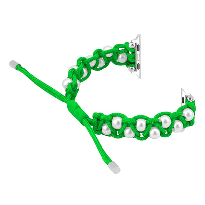 For Apple Watch Ultra 2 49mm Paracord Gypsophila Beads Drawstring Braided Watch Band(Green) - Watch Bands by buy2fix | Online Shopping UK | buy2fix