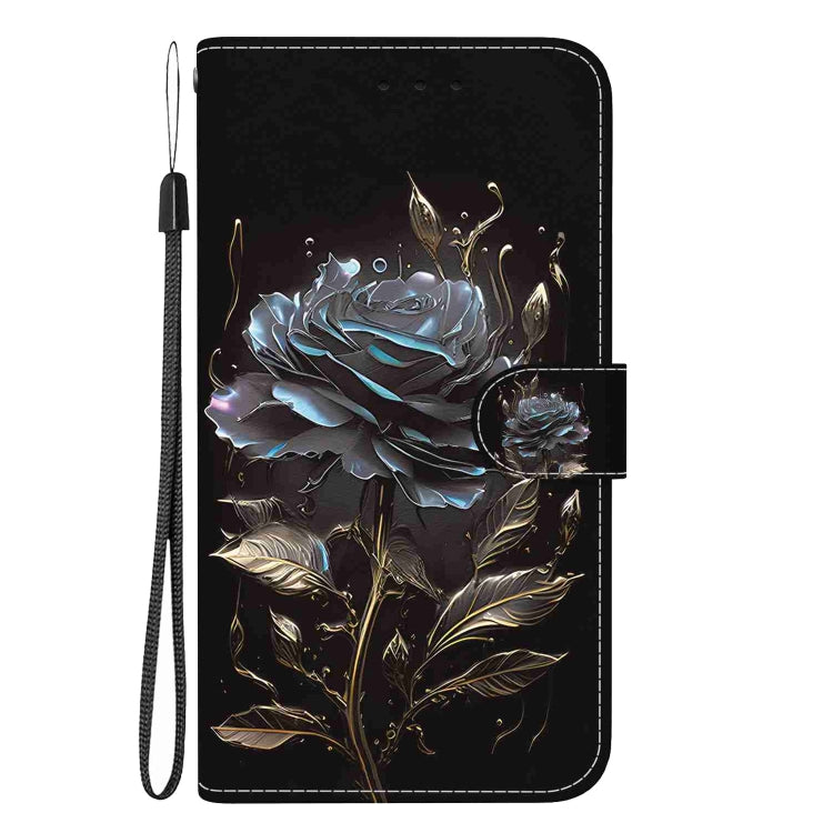 For OnePlus 11 Crystal Texture Colored Drawing Leather Phone Case(Black Rose) - OnePlus Cases by buy2fix | Online Shopping UK | buy2fix