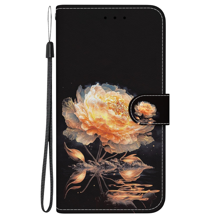 For Google Pixel 9 Pro Crystal Texture Colored Drawing Leather Phone Case(Gold Peony) - Google Cases by buy2fix | Online Shopping UK | buy2fix