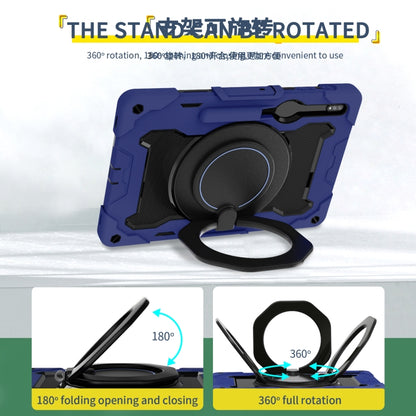 For Samsung Galaxy Tab S9+ Armor Portable Rotating Ring Holder Silicone Tablet Case(Navy Blue) - Galaxy Tab S9+ Cases by buy2fix | Online Shopping UK | buy2fix