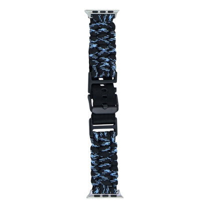 For Apple Watch Ultra 2 49mm Paracord Plain Braided Webbing Buckle Watch Band(Black Blue) - Watch Bands by buy2fix | Online Shopping UK | buy2fix