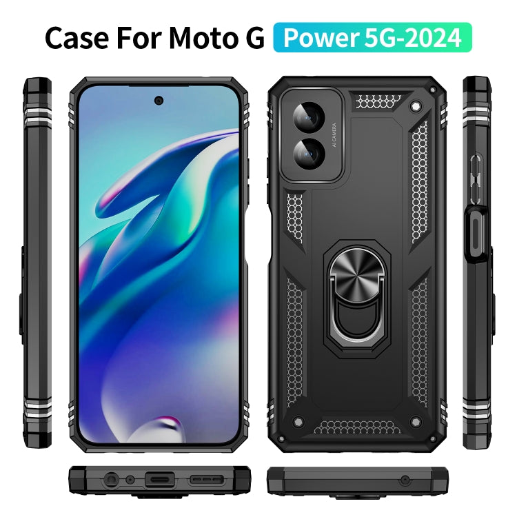 For Motorola Moto G Power 5G 2024 Shockproof TPU + PC Phone Case with Holder(Black) - Motorola Cases by buy2fix | Online Shopping UK | buy2fix