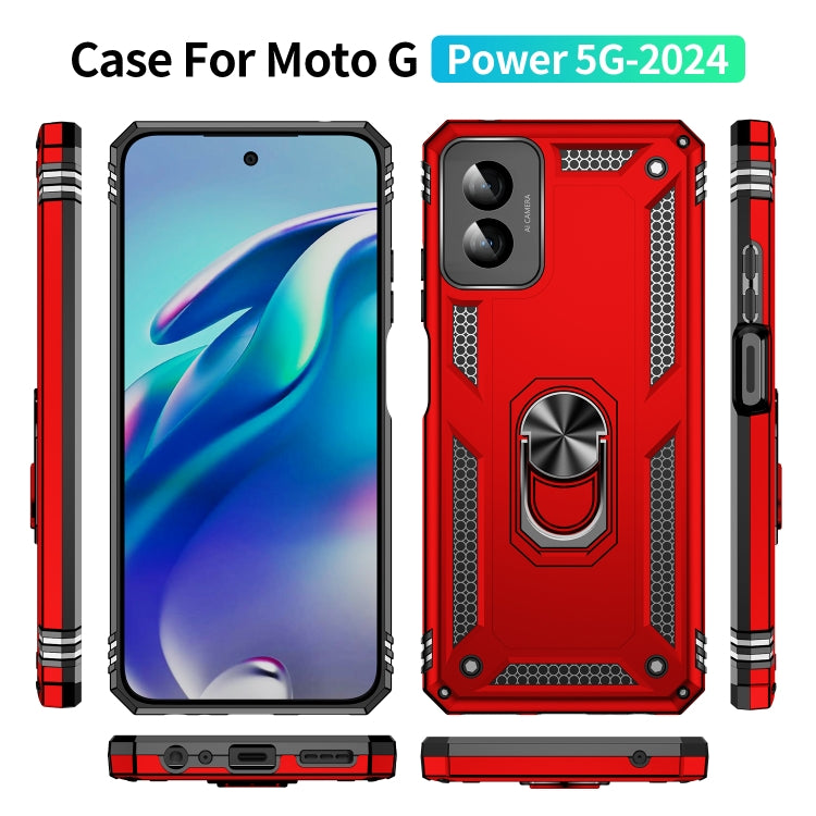 For Motorola Moto G Power 5G 2024 Shockproof TPU + PC Phone Case with Holder(Red) - Motorola Cases by buy2fix | Online Shopping UK | buy2fix