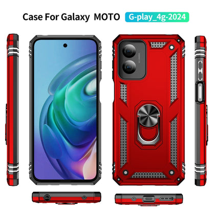 For Motorola Moto G Play 4G 2024 Shockproof TPU + PC Phone Case with Holder(Red) - Motorola Cases by buy2fix | Online Shopping UK | buy2fix