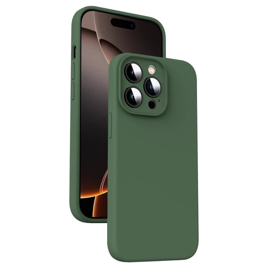 For iPhone 16 Pro Microfiber Liquid Silicone Shockproof Phone Case(Dark Green) - iPhone 16 Pro Cases by buy2fix | Online Shopping UK | buy2fix